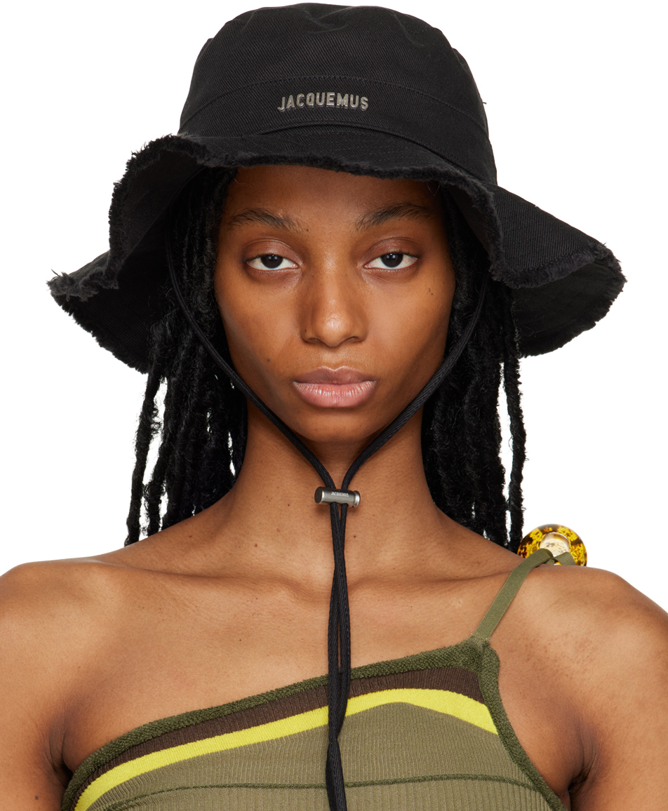 Jacquemus: Black 'Le Bob Artichaut' Beach Hat | SSENSE Canada