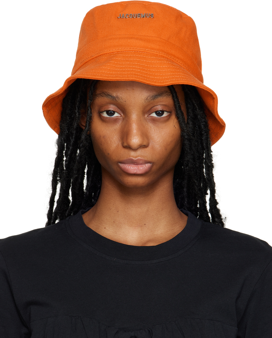 Jacquemus: Orange Le Raphia 'Le Bob Gadjo' Bucket Hat | SSENSE
