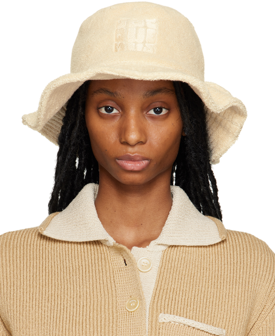 Jacquemus: Beige Le Raphia 'Le Bob Bandho' Bucket Hat | SSENSE Canada