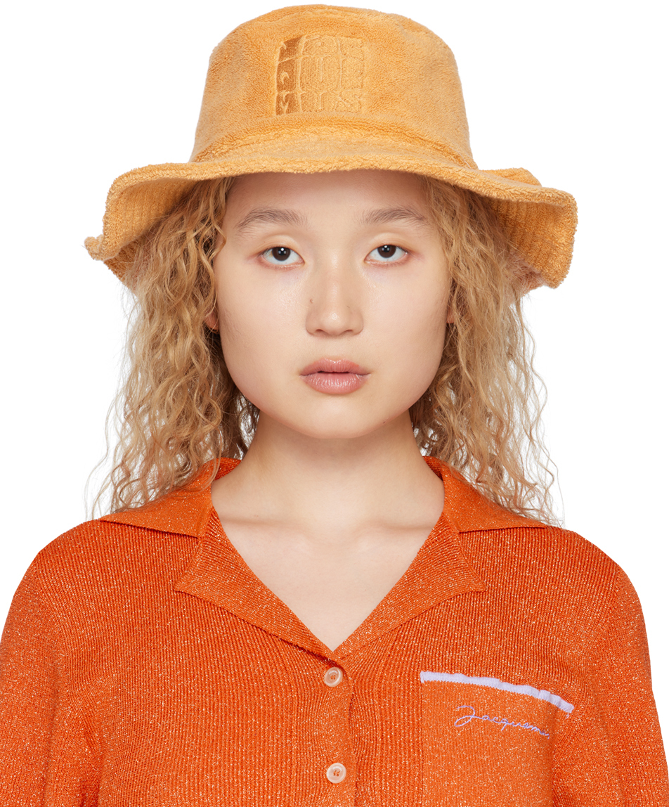 Shop Jacquemus Orange Le Raphia 'le Bob Bandho' Bucket Hat In 710 Light Orange