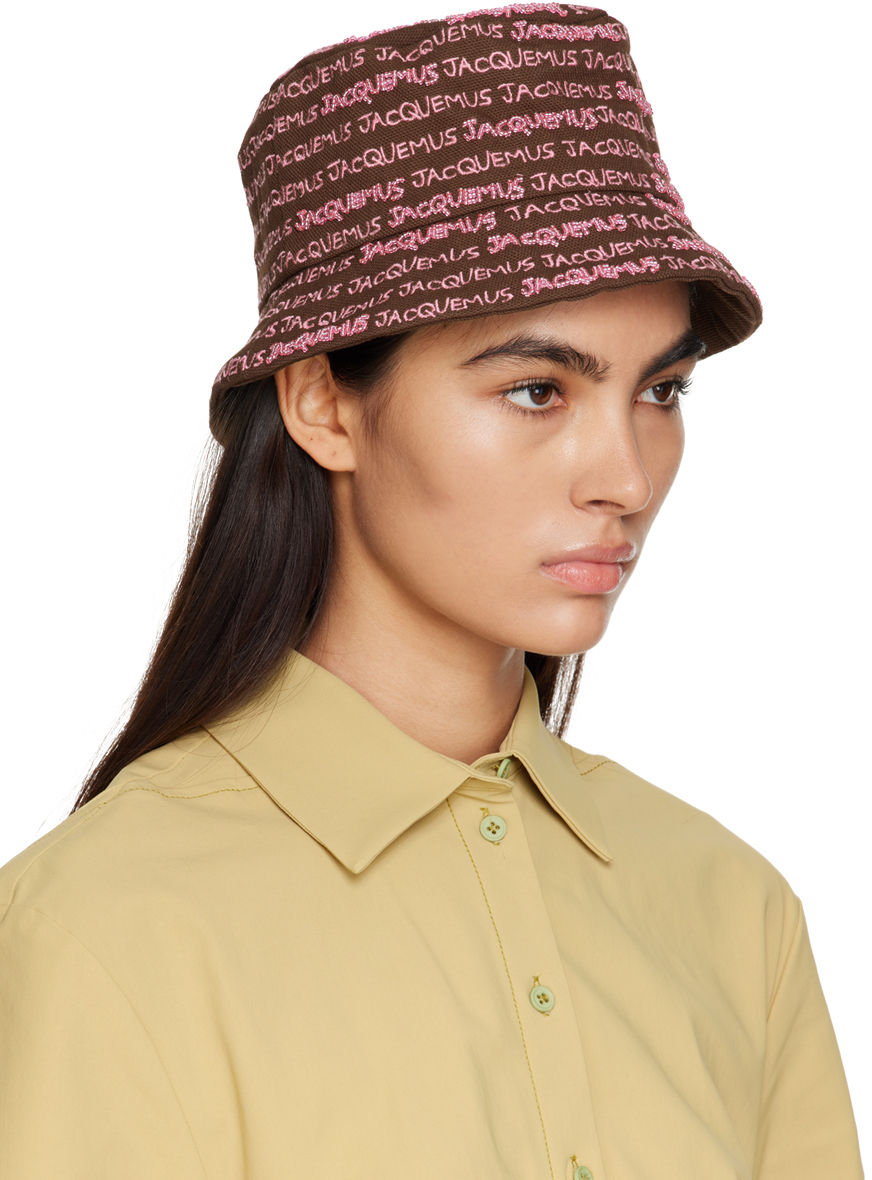 Jacquemus Le Bob Bordado Logo Bucket Hat In 850 Brown