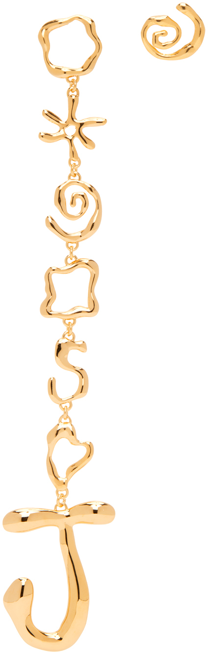 Jacquemus Gold-tone Les Boucles Sol Asymmetric Earrings