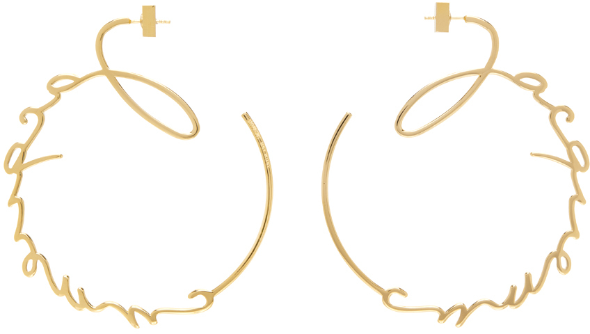 Jacquemus Logo Hoop Earrings In Gold