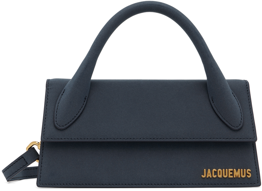 Jacquemus Le Chiquito Long Suede Top Handle Bag in Blue