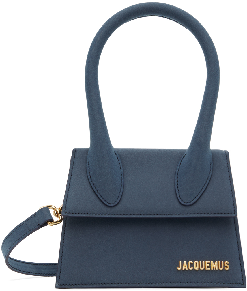 Shop Jacquemus Navy Le Raphia 'le Chiquito Moyen' Bag In 390 Dark Navy