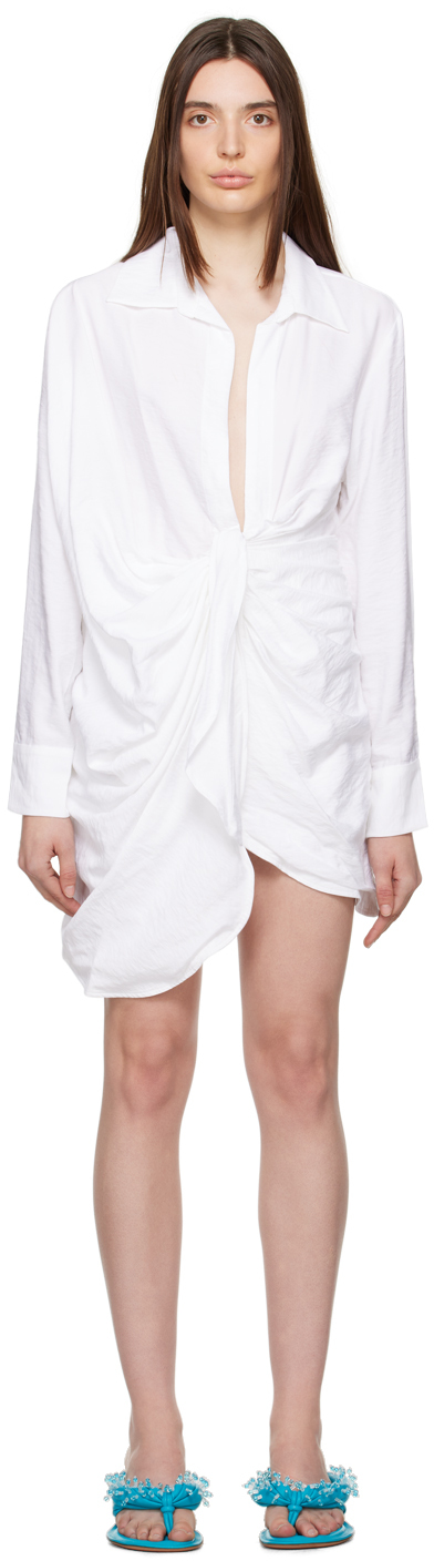 Shop Jacquemus White Le Papier 'la Robe Bahia' Minidress In 100 White
