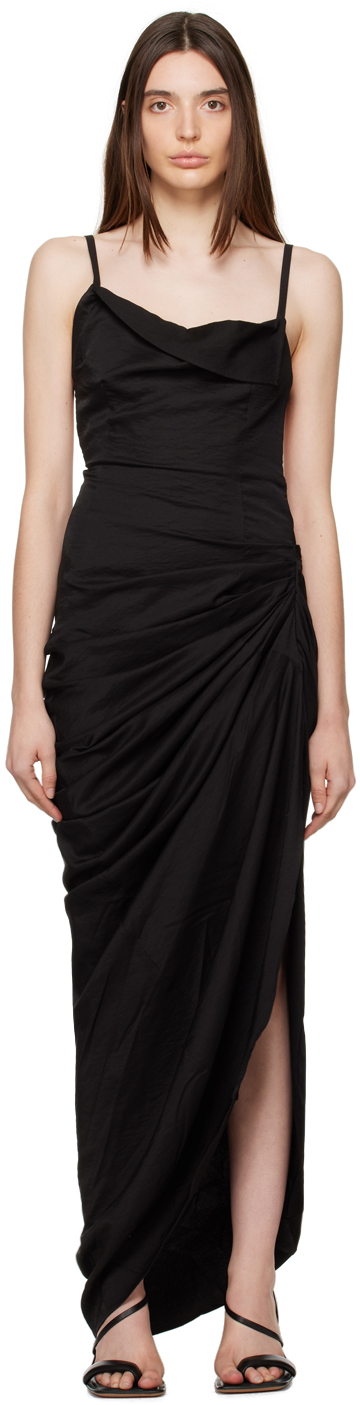 Jacquemus: Black Le Papier 'La Robe Saudade' Maxi Dress | SSENSE