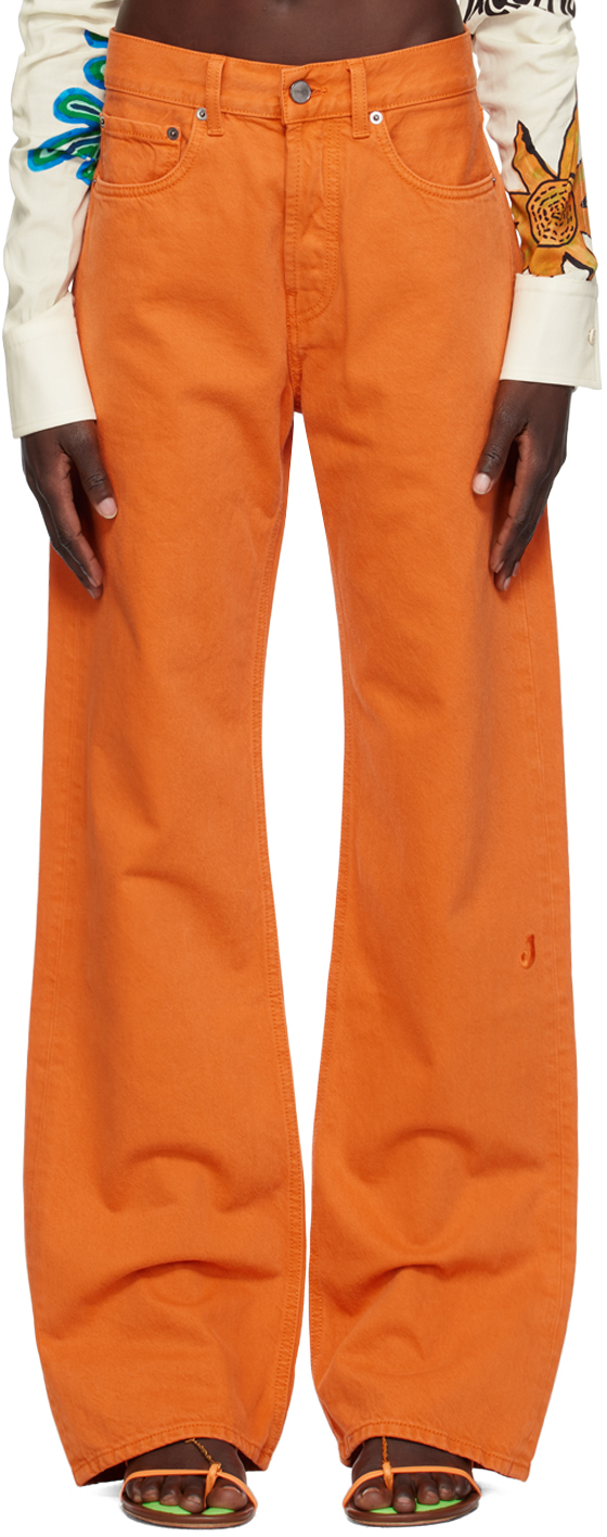 Jacquemus Orange Le Raphia 'le De Nîmes Suno' Jeans In 750 Orange