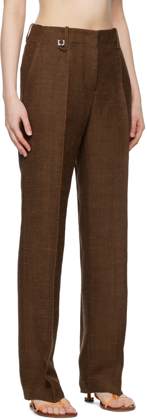 Jacquemus Stitch-detail Flared Trousers In 880 Dark Brown