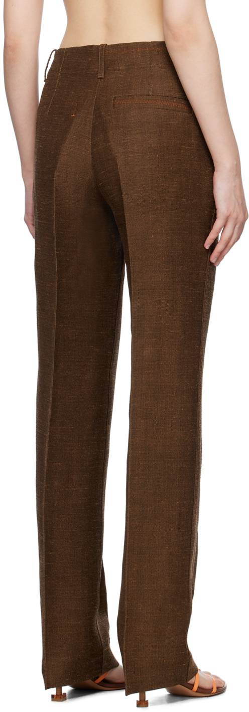 Jacquemus Stitch-detail Flared Trousers In 880 Dark Brown