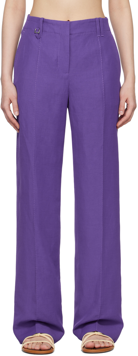Jacquemus Purple Le Raphia 'le Pantalon Cordao' Trousers In 650 Purple