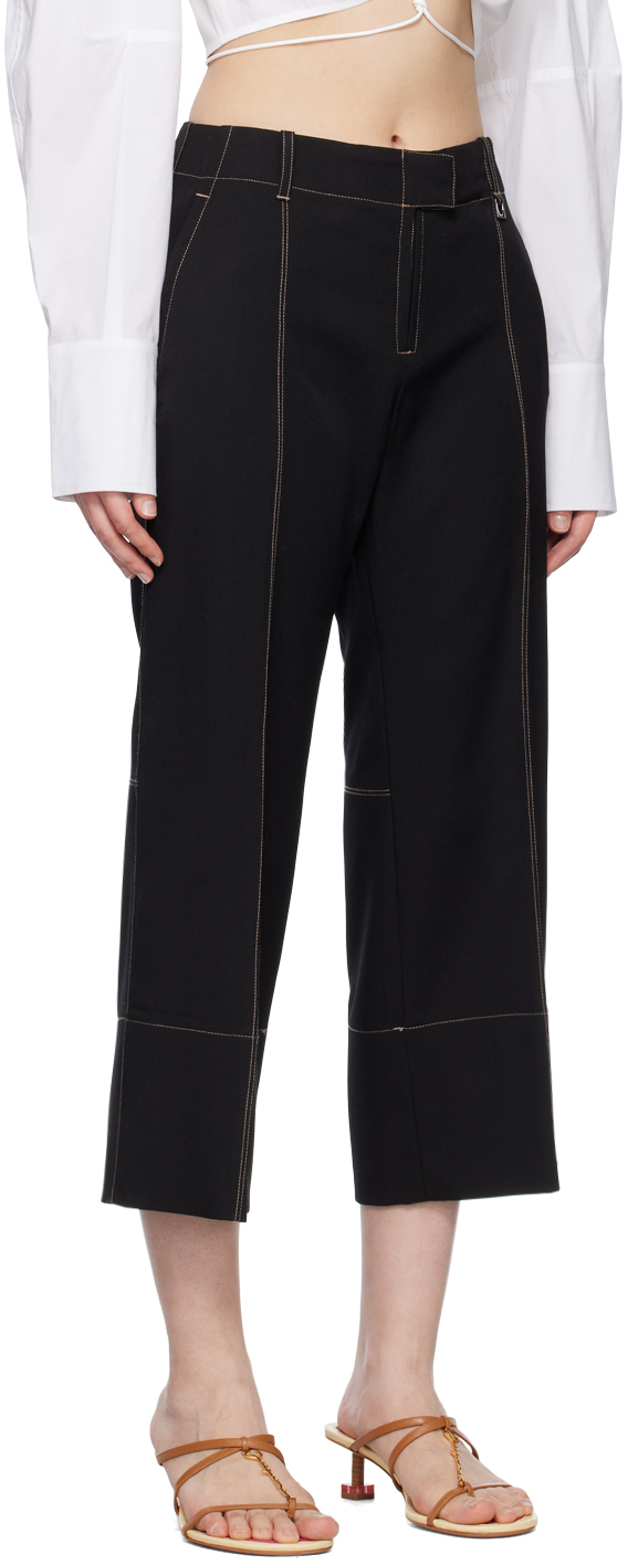 Jacquemus Black Le Raphia 'le Pantalon Areia' Trousers In 990 Black