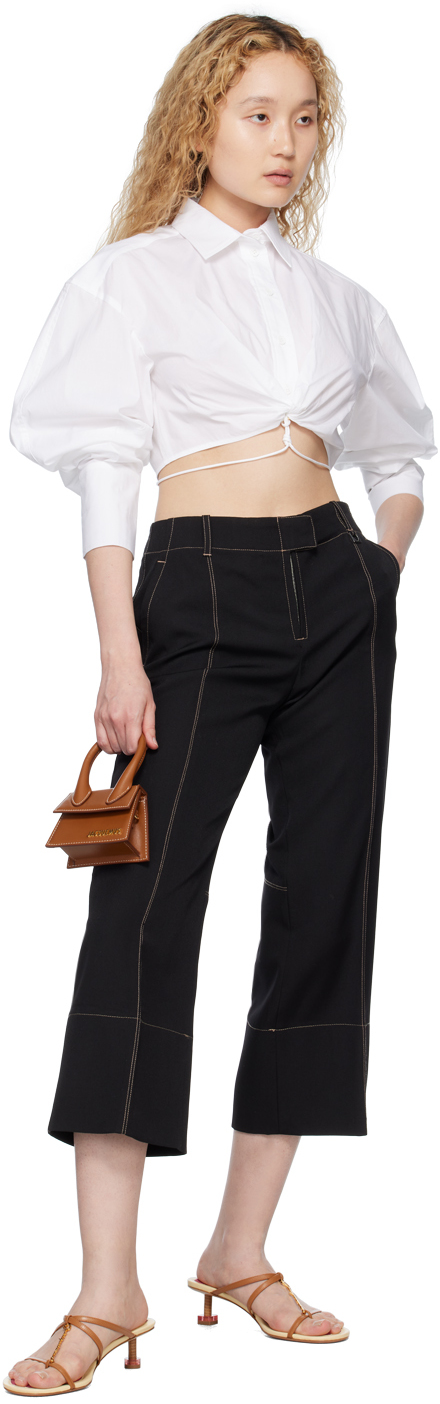 Jacquemus Black Le Raphia 'le Pantalon Areia' Trousers In 990 Black