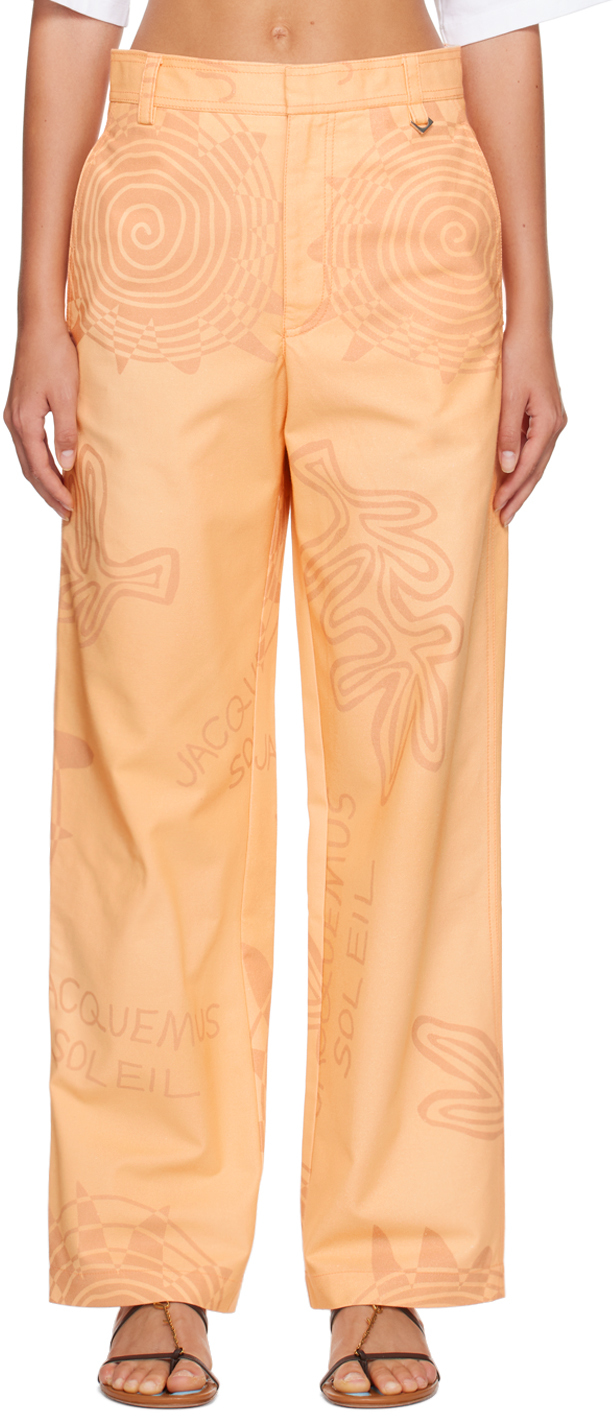 Jacquemus Orange Le Raphia 'le Trouseralon Banho' Trousers In 7ee Print Orange Art