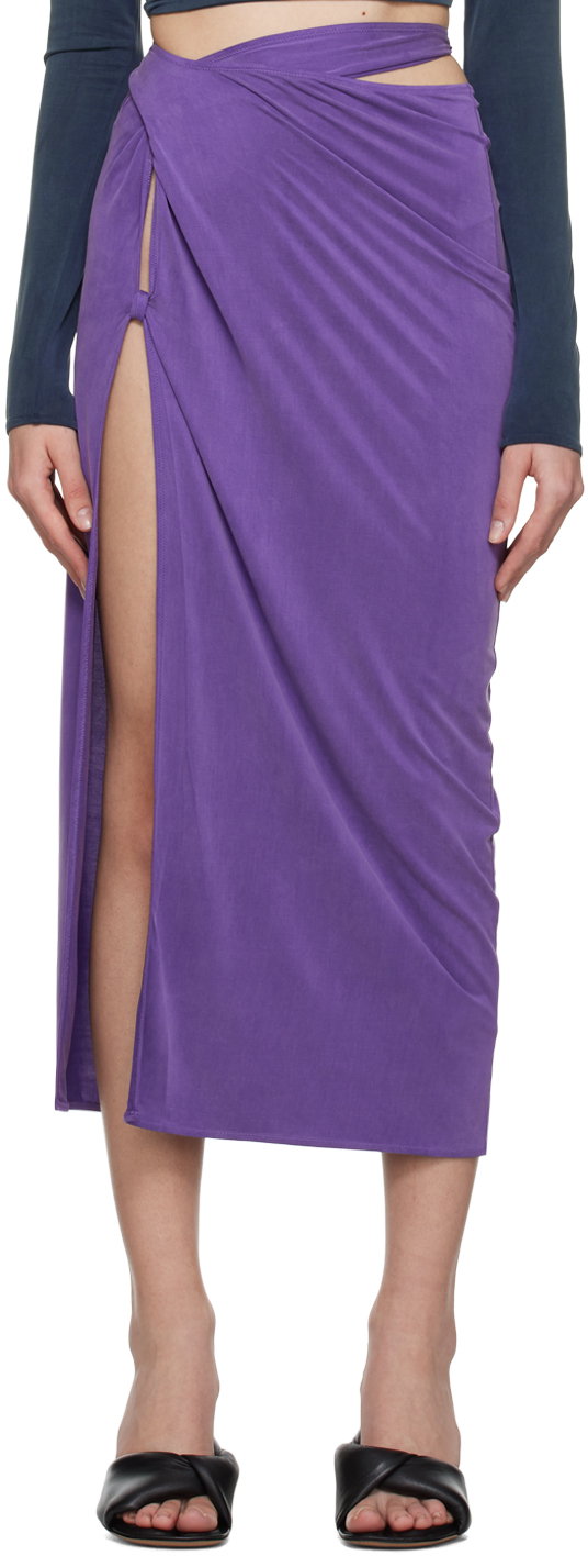 Shop Jacquemus Purple Le Raphia 'la Jupe Espelho' Midi Skirt In 650 Purple