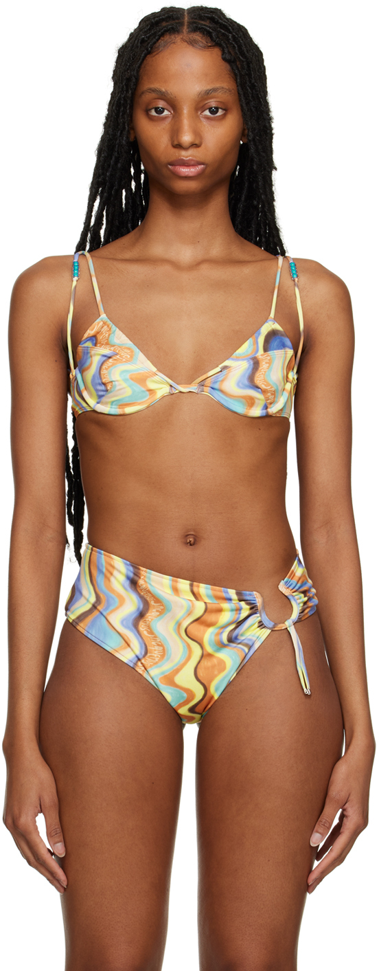 Shop Jacquemus Multicolor 'le Haut De Maillot Barco' Bikini Top In 1dl Print Multicolor