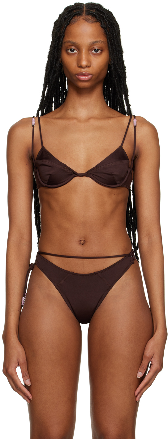 Jacquemus Brown 'Le Haut de Maillot Barco' Bikini Top