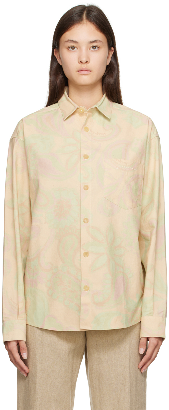 Jacquemus Multicolor Le Raphia 'la Chemise Simon' Shirt In 5cr Print Faded Gree