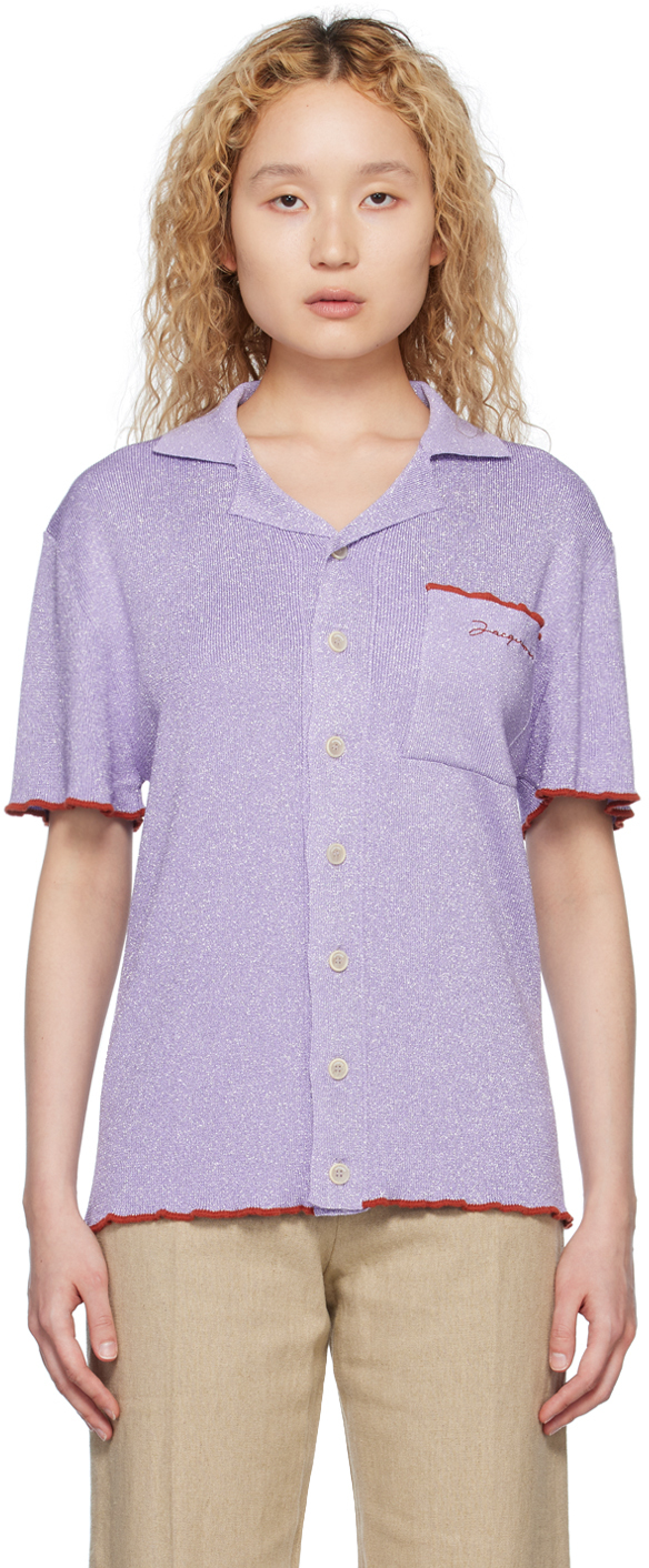 Jacquemus Purple Le Raphia 'la Maille Prata' Shirt In 650 Purple