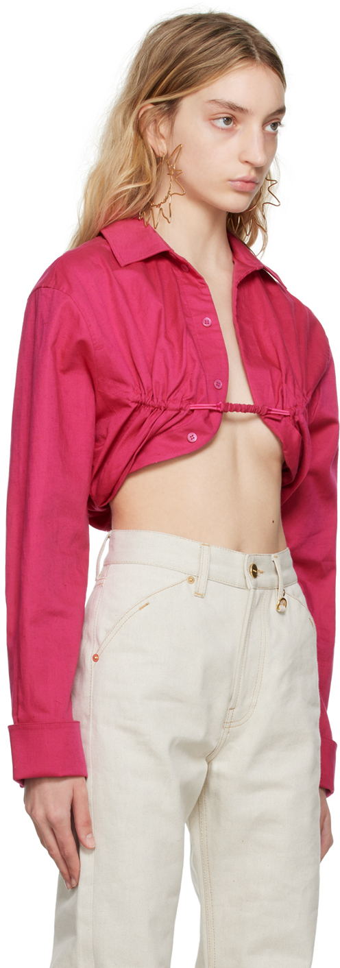 JACQUEMUS PINK LE RAPHIA 'LA CHEMISE MACHOU' SHIRT