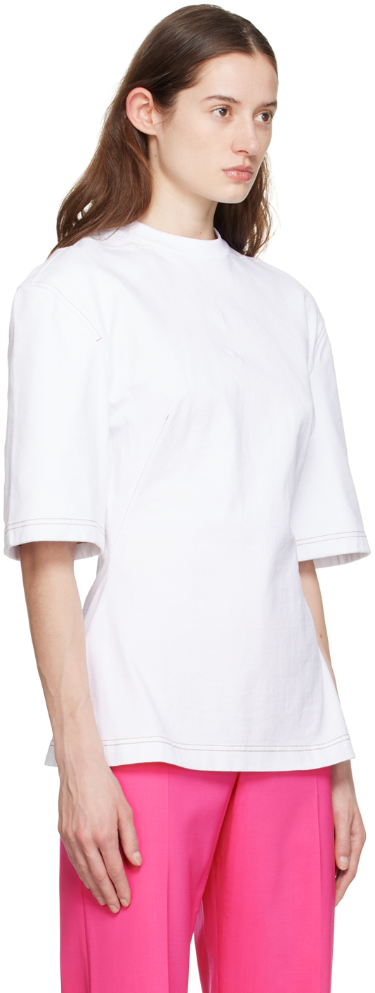 JACQUEMUS WHITE LE RAPHIA 'LE T-SHIRT CAMISA' T-SHIRT