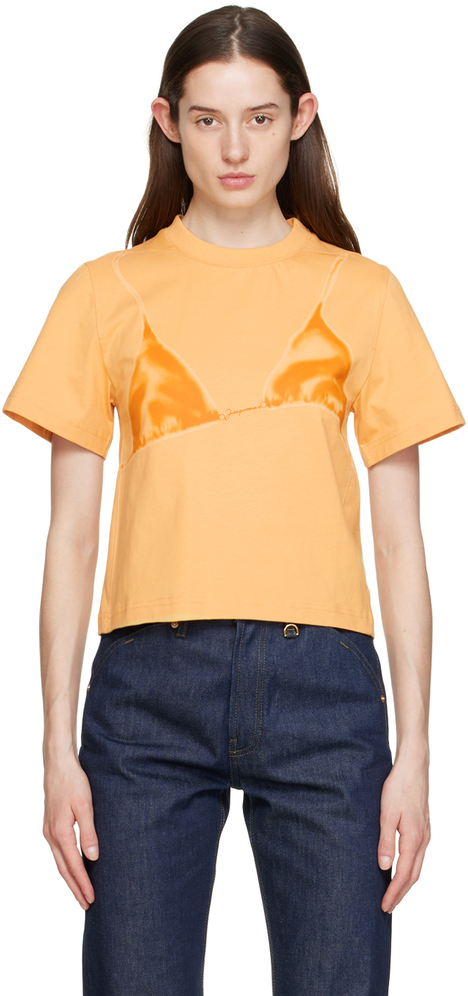 Jacquemus Le Tshirt Bikini Printed T-shirt In Print Wet Effect Yellow