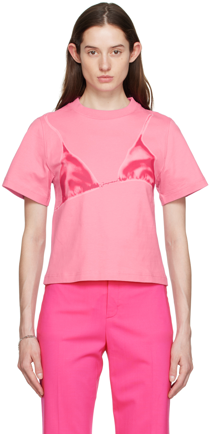 Shop Jacquemus Pink 'le T-shirt Bikini' T-shirt In 4bl Print Wet Effect