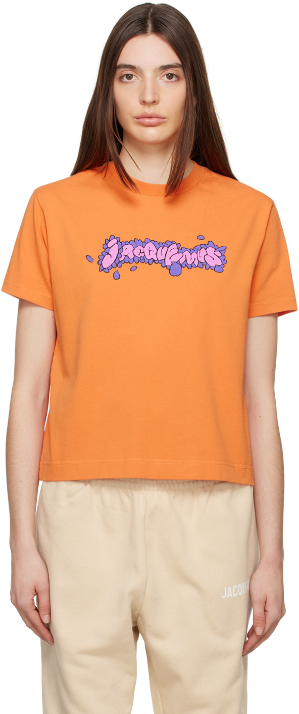 Shop Jacquemus Orange 'le T-shirt Desenho' T-shirt In 7ap Print Marguerite