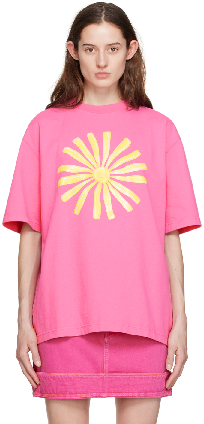 Jacquemus Oversized Soleil-print Cotton-jersey T-shirt In Pink Print