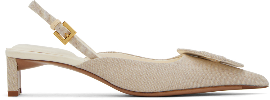 Jacquemus 45mm Les Chaussures Duelo Linen Mules In Light Greige