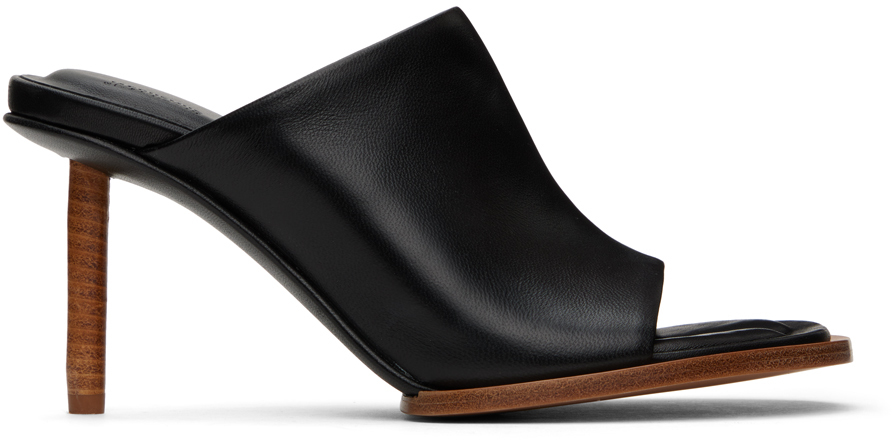 Black 'Les mules rond carré' Heeled Sandals