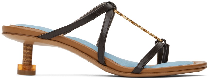 Brown & Blue Le Raphia 'Les Sandales Basses Pralu' Heeled Sandals