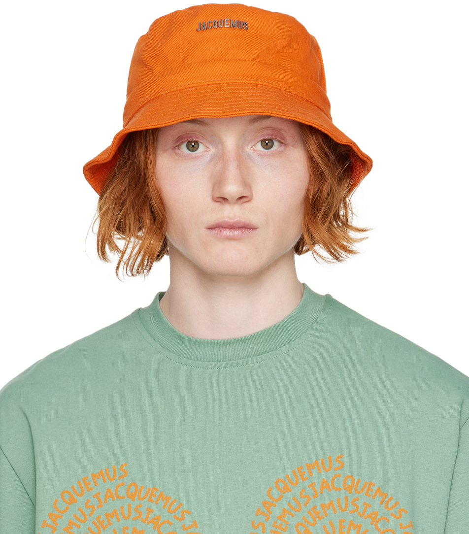 Jacquemus: Orange Le Raphia 'Le Bob Gadjo' Bucket Hat | SSENSE Canada