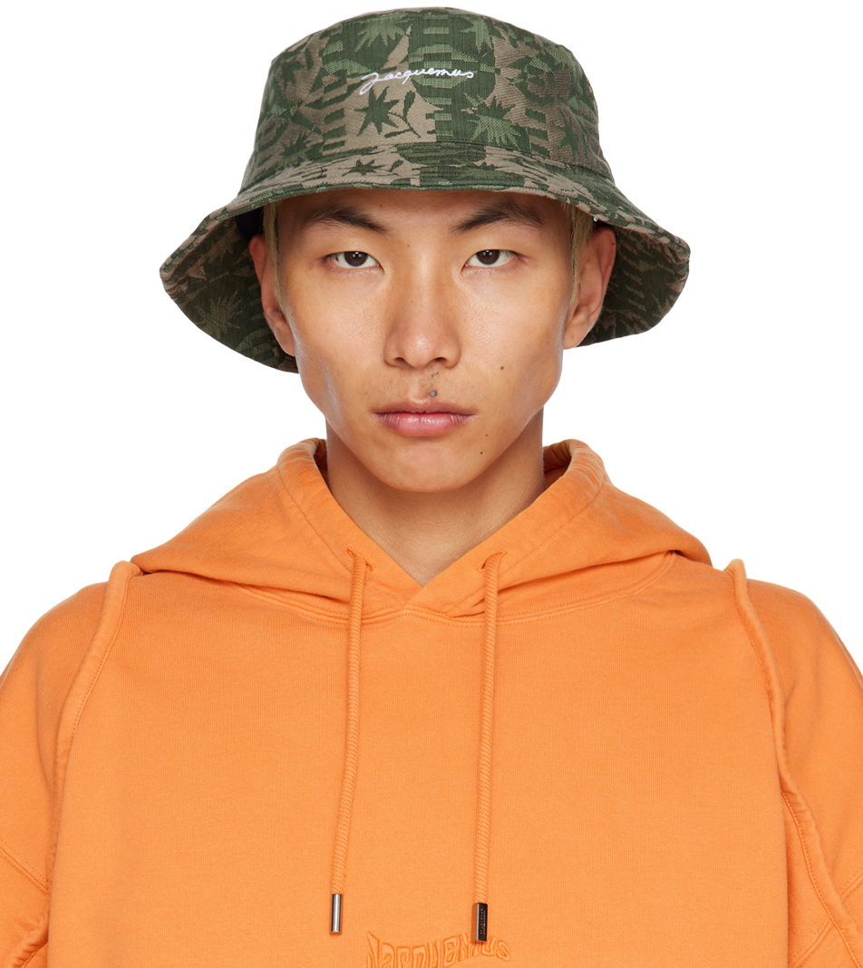 Jacquemus Le Bob Tecido Floral Camouflage Bucket Hat In Green