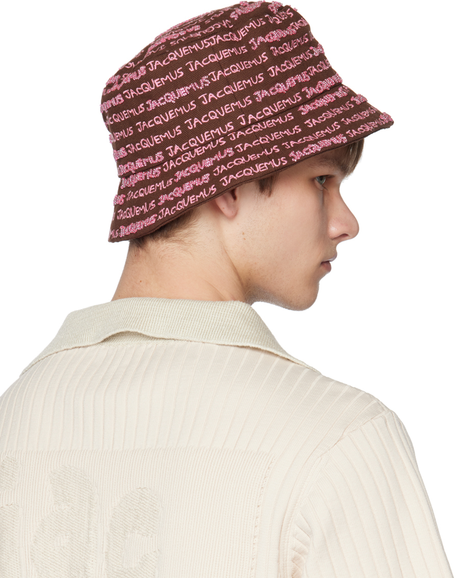 Jacquemus Brown & Pink Le Raphia 'le Bob Bordado' Bucket Hat In 850 Brown