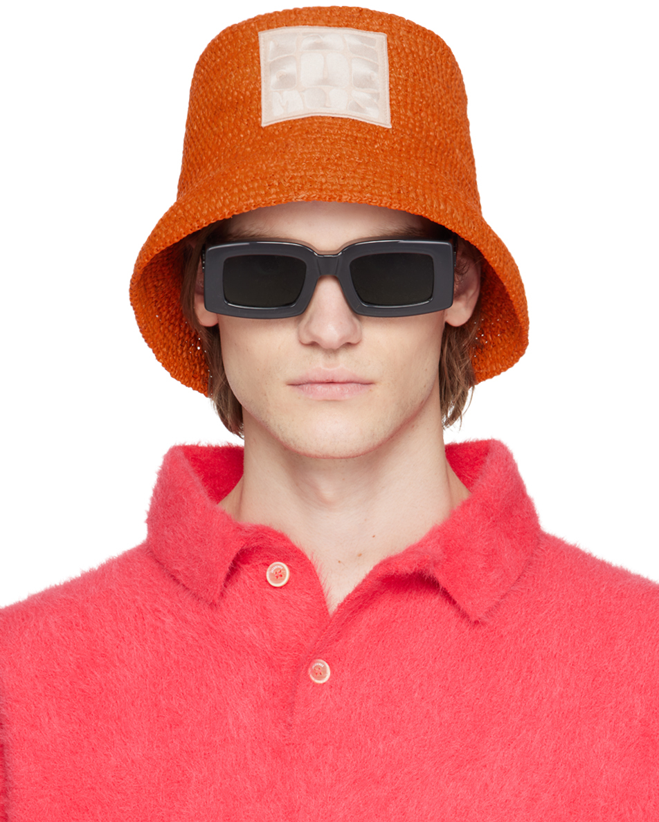 Jacquemus Orange Le Raphia 'Le Bob Ficiu' Bucket Hat | Smart Closet