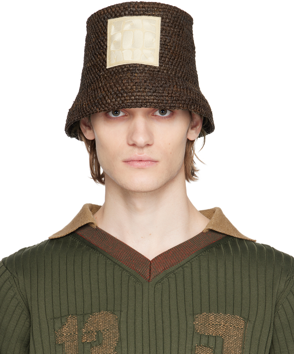 Brown Le Raphia 'Le Bob Ficiu' Bucket Hat