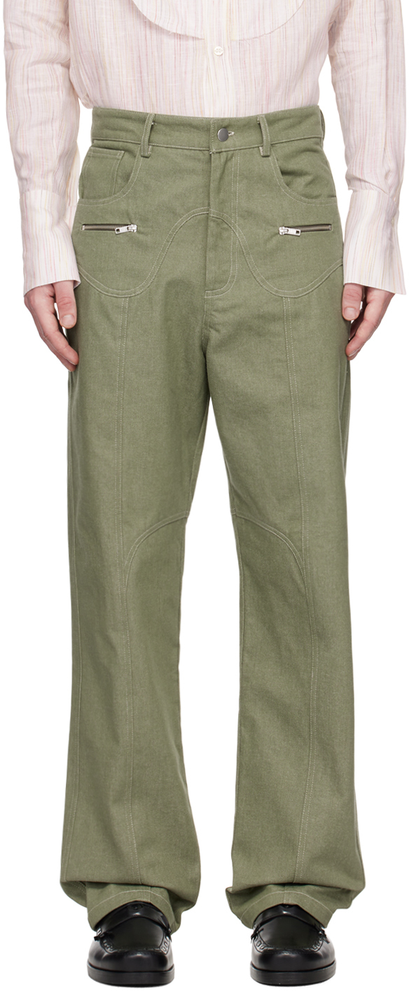 Green Paneled Jeans
