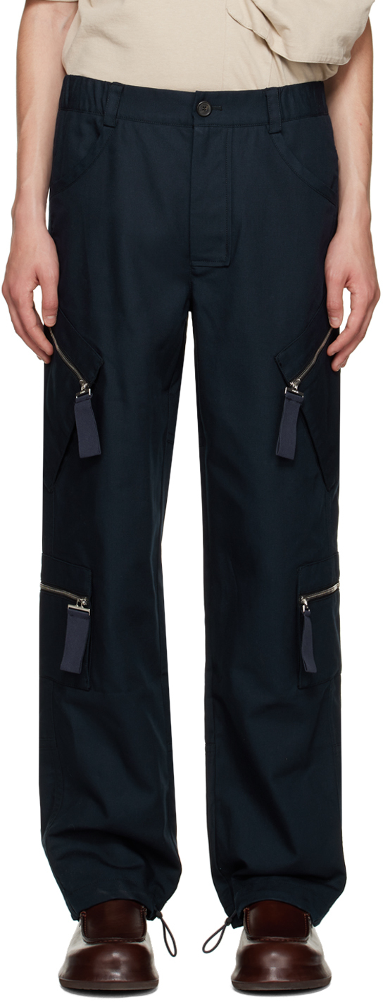 Jacquemus: Navy Le Raphia 'Le Cargo Marrone' Cargo Pants | SSENSE