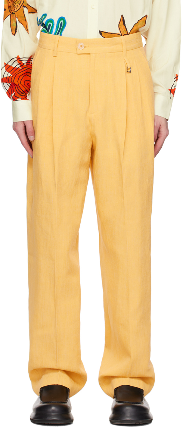 Jacquemus Yellow Le Raphia 'le Pantalon Madeiro' Trousers In 250 Yellow