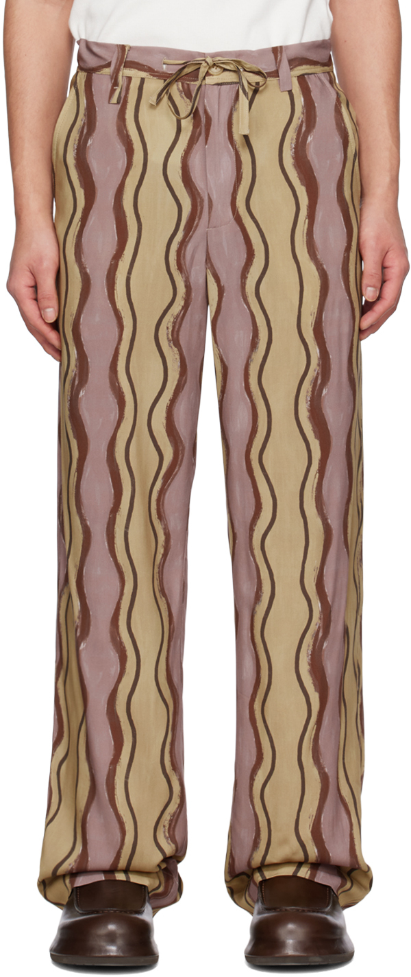 Jacquemus Striped Wide-leg Trousers In Print Brown Waves