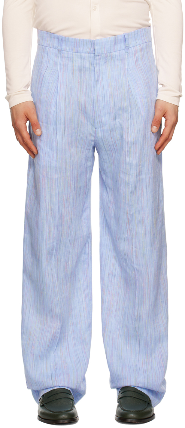 Carlota Barrera Blue Striped Trousers In Blue Stripes