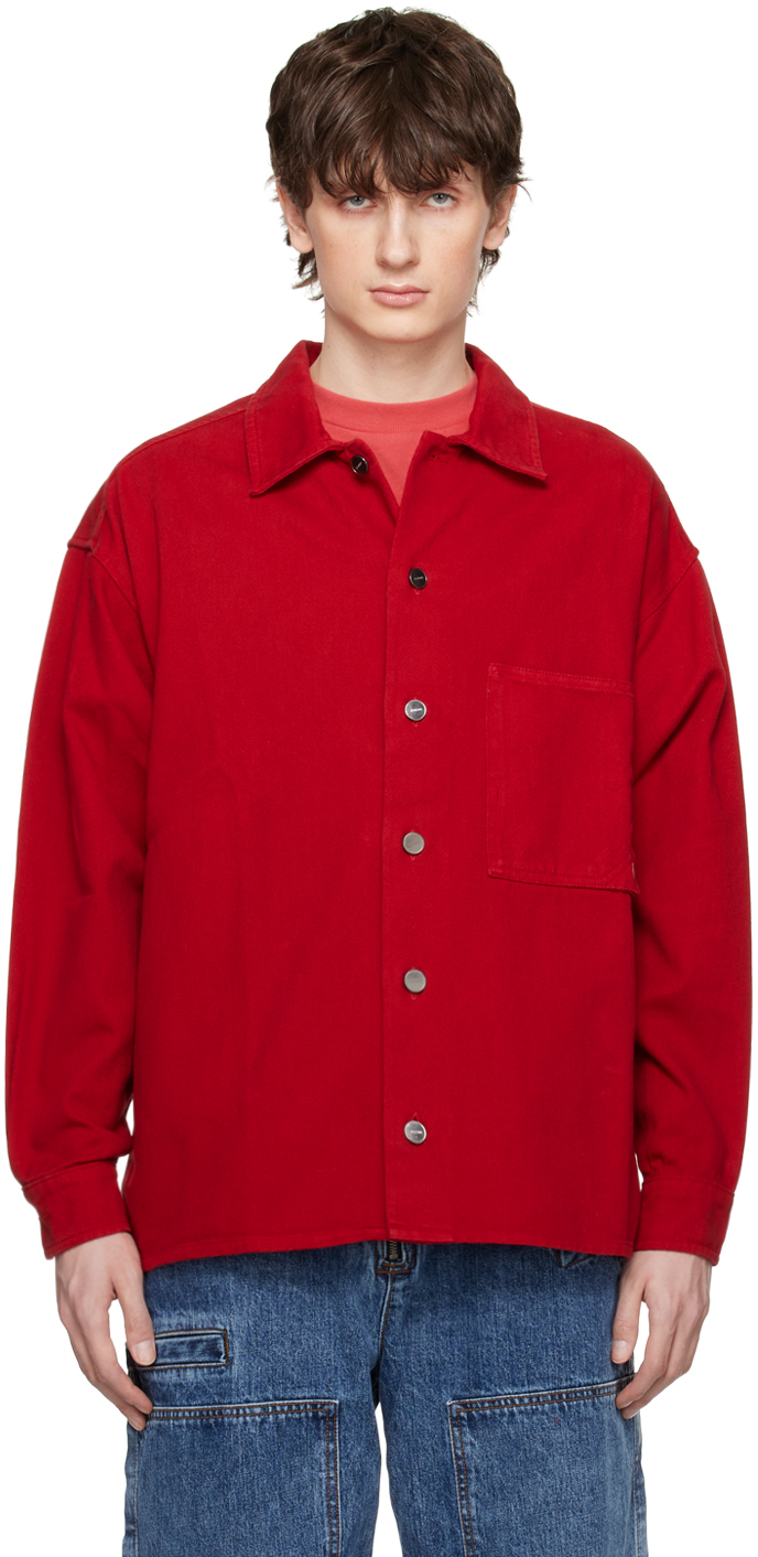 Jacquemus Red Le Raphia 'la Surchemise Tecido' Shirt In 470 Red