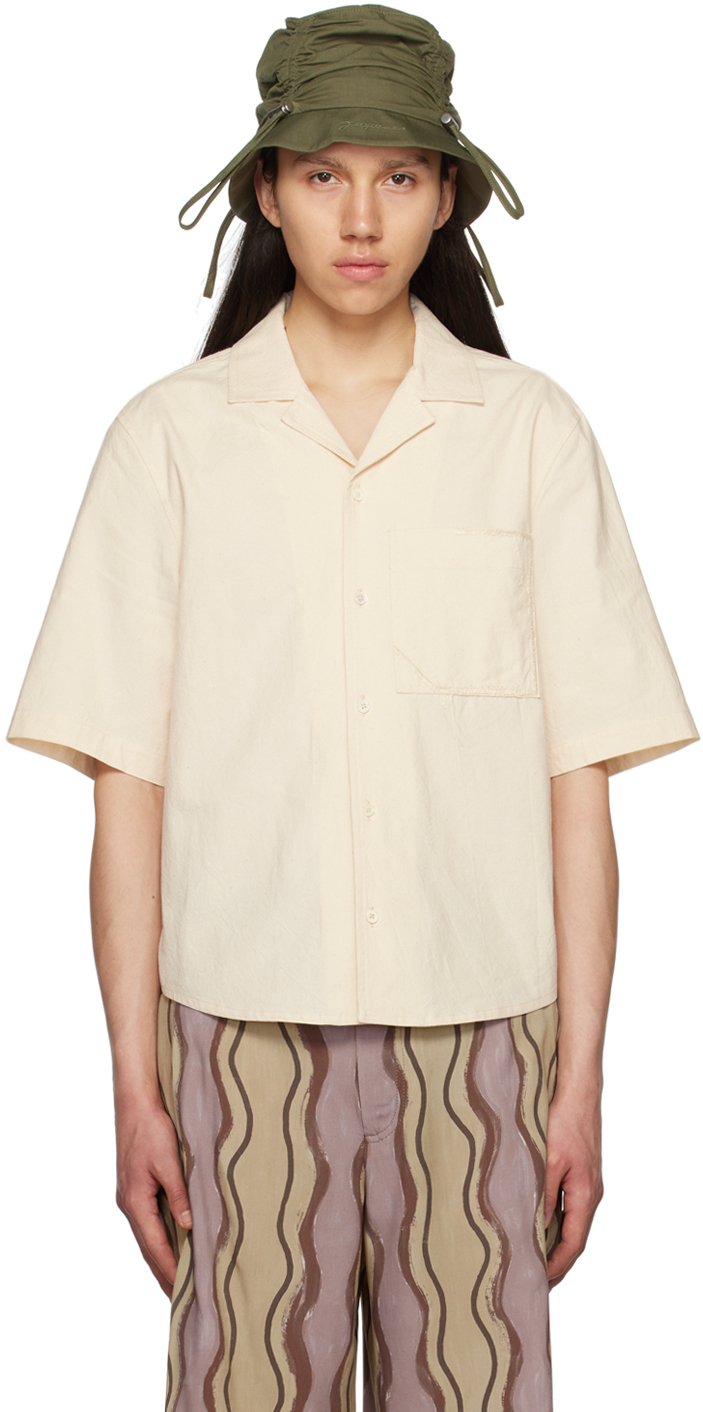 Shop Jacquemus Off-white Le Raphia 'la Chemise Cordao' Shirt In 110 Off-white