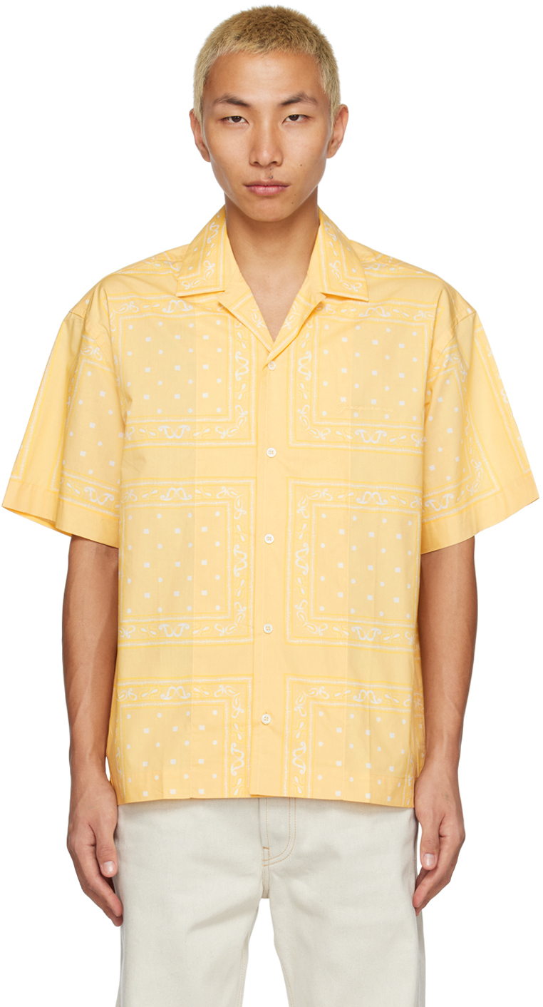 Jacquemus La Chemise Jean Bandana-print Shirt In Yellow