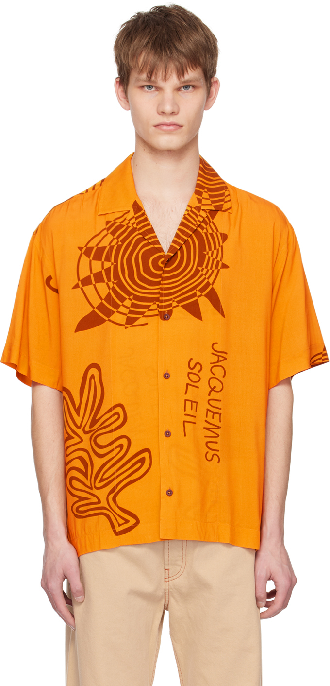 Jacquemus: Orange Le Raphia 'La Chemise Jean' Shirt | SSENSE