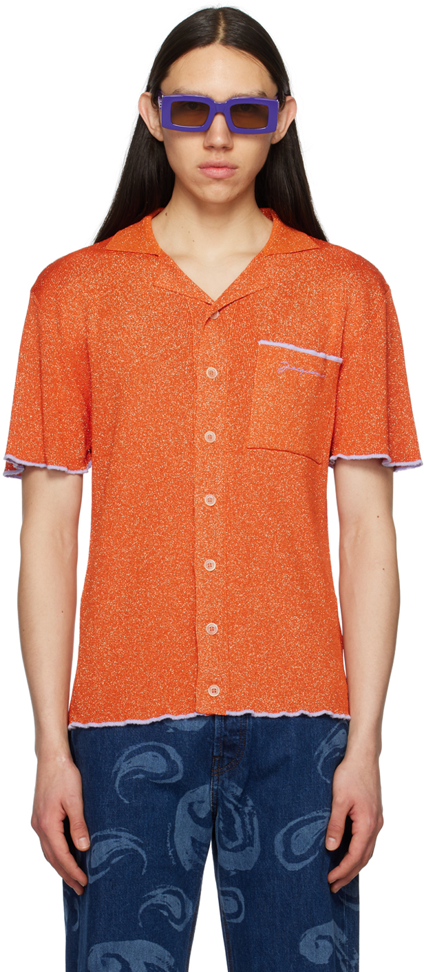 Jacquemus: Orange Le Raphia 'La Maille Prata' Shirt | SSENSE