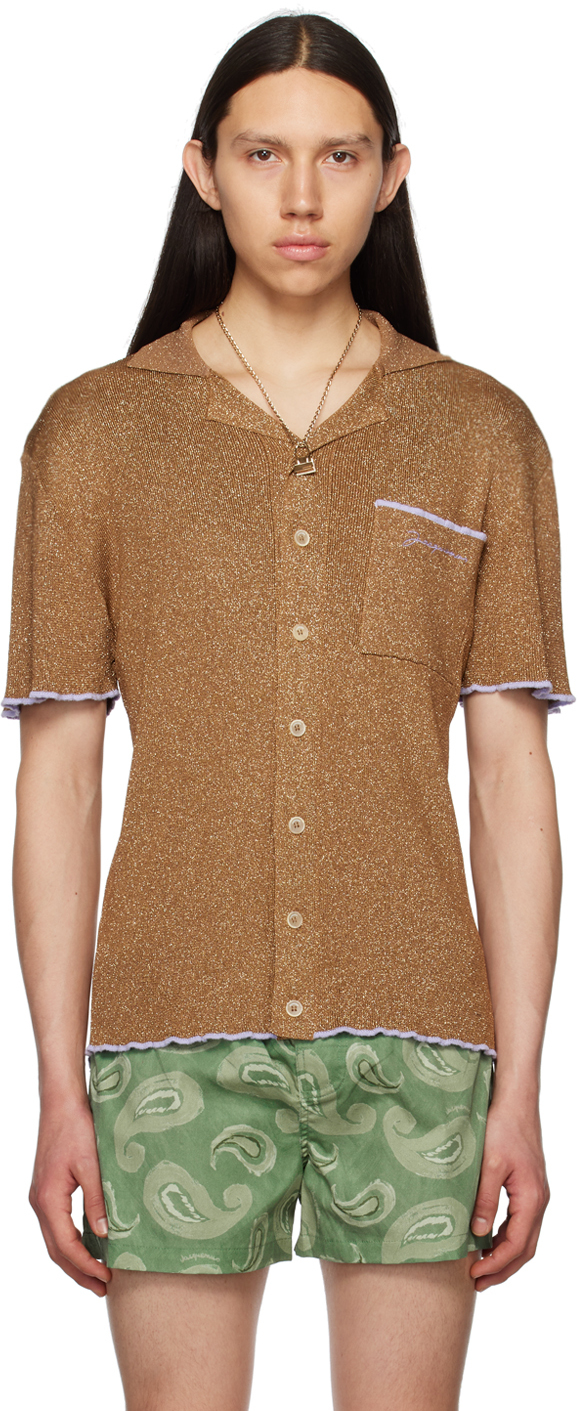 Shop Jacquemus Brown Le Raphia 'la Maille Prata' Shirt In 850 Brown