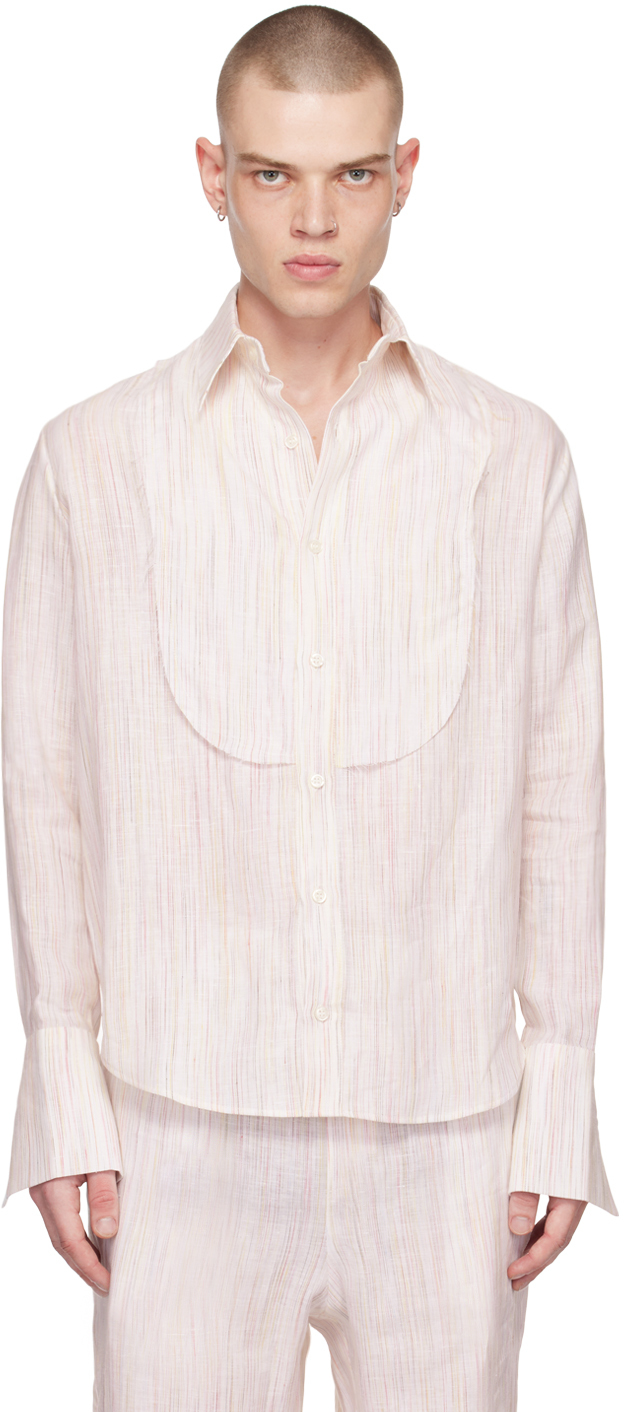 Carlota Barrera White Stripe Shirt In White Stripes