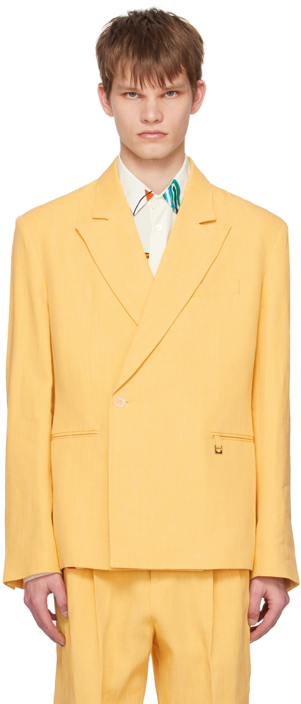 Jacquemus Linen-blend Blazer In Yellow